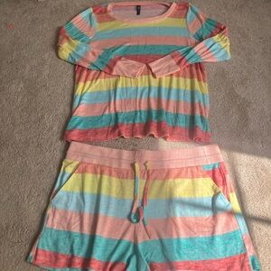 Torrid 0/1 Multicolor Pastel Striped Pajama Set